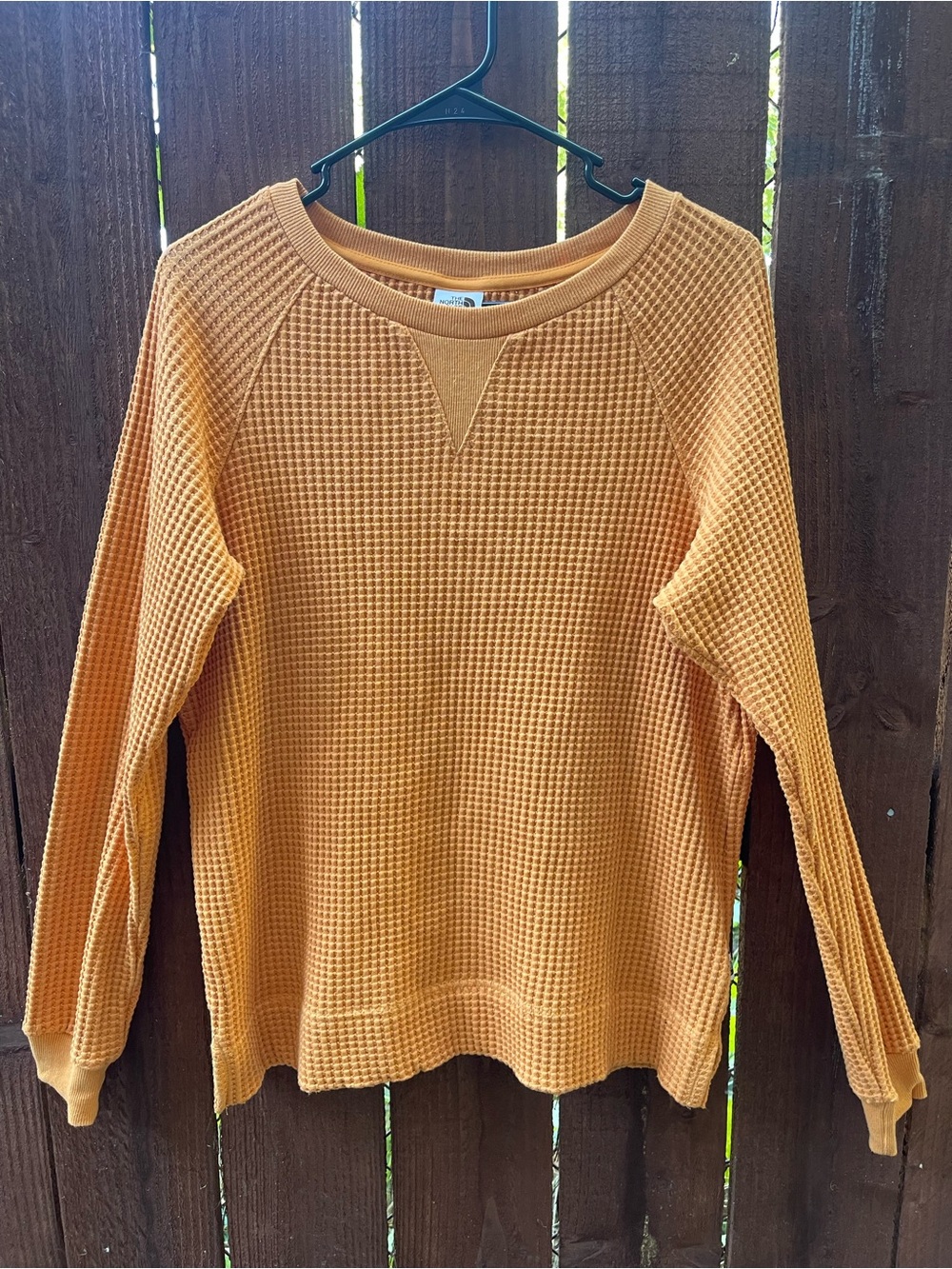 The North Face Orange Chabot Crewneck Waffle Knit Thermal Long Sleeve Sz M